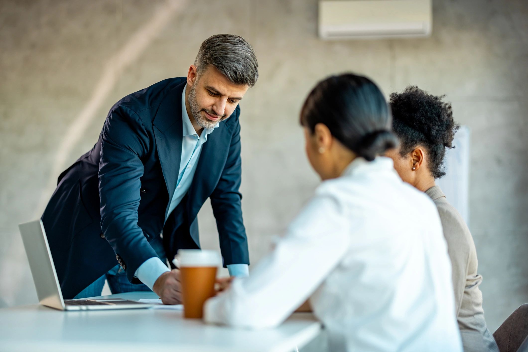 Client in a professional meeting setting